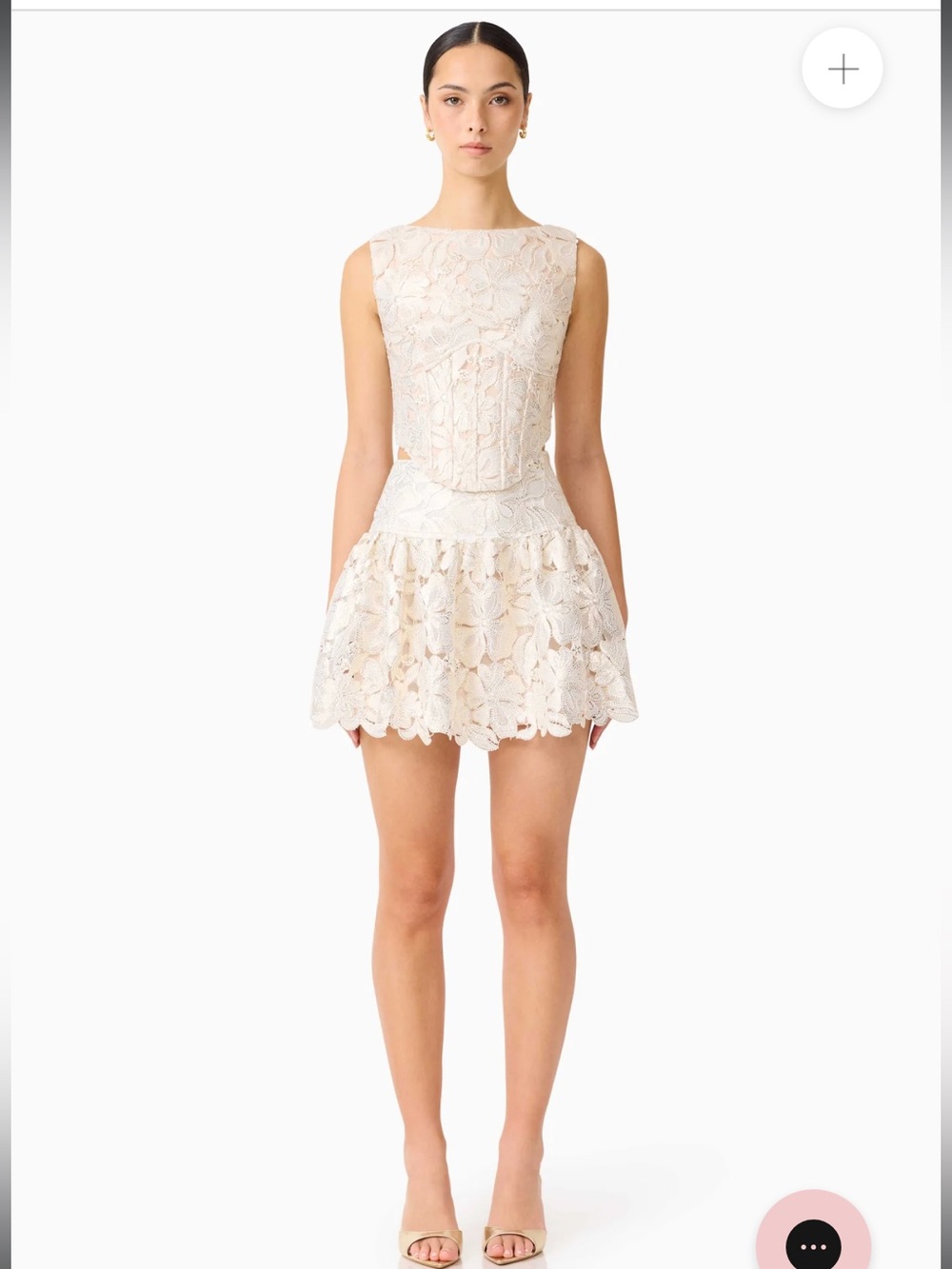 elliatt nicoletta gold foil floral lace corset top + mini skirt set size small - Picture 14 of 14